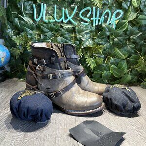 Freebird Crue 8 Brown Copper Leather Ankle Boot Rustic Western Boho Cowgirl